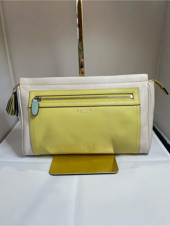 Coach Handbags - Coach Yellow and Cream Legacy Leather Clutch